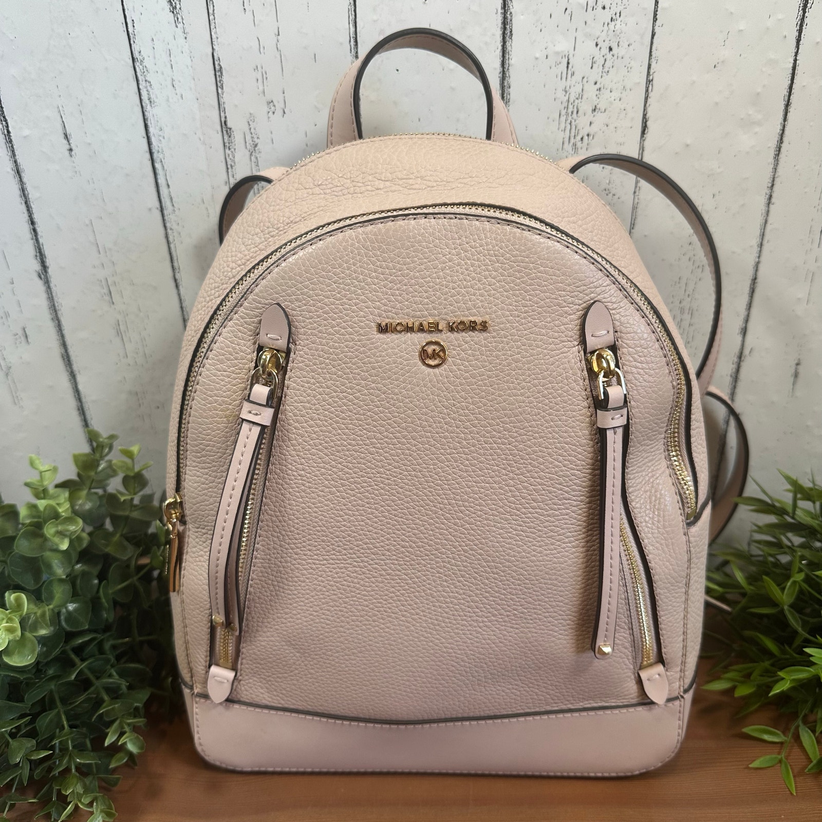 Michael Kors Blush Pink Pebbled Leather Backpack